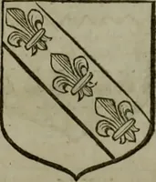An illustration from Histoire généalogique et chronologique de la maison royale de France, des pairs, grands officiers de la couronne & de la maison du roy & des anciens barons du royaume : avec les qualitez, l'origine, le progrés & les armes de leurs familles; ensemble les statuts & le catalogue des chevaliers, commandeurs, & officiers de l'ordre du S. Esprit : le tovt dressé svr titres originaux, svr les registres des chartes du roy, du parlement, de la chambre des comptes, & du châtelet de Paris, cartulaires, manuscrits de la bibliotheque du roy, & d'autres cabinets curieux (1726)