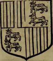An illustration from Histoire généalogique et chronologique de la maison royale de France, des pairs, grands officiers de la couronne & de la maison du roy & des anciens barons du royaume : avec les qualitez, l'origine, le progrés & les armes de leurs familles; ensemble les statuts & le catalogue des chevaliers, commandeurs, & officiers de l'ordre du S. Esprit : le tovt dressé svr titres originaux, svr les registres des chartes du roy, du parlement, de la chambre des comptes, & du châtelet de Paris, cartulaires, manuscrits de la bibliotheque du roy, & d'autres cabinets curieux (1726)