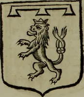 An illustration from Histoire généalogique et chronologique de la maison royale de France, des pairs, grands officiers de la couronne & de la maison du roy & des anciens barons du royaume : avec les qualitez, l'origine, le progrés & les armes de leurs familles; ensemble les statuts & le catalogue des chevaliers, commandeurs, & officiers de l'ordre du S. Esprit : le tovt dressé svr titres originaux, svr les registres des chartes du roy, du parlement, de la chambre des comptes, & du châtelet de Paris, cartulaires, manuscrits de la bibliotheque du roy, & d'autres cabinets curieux (1726)