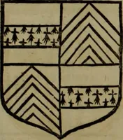 An illustration from Histoire généalogique et chronologique de la maison royale de France, des pairs, grands officiers de la couronne & de la maison du roy & des anciens barons du royaume : avec les qualitez, l'origine, le progrés & les armes de leurs familles; ensemble les statuts & le catalogue des chevaliers, commandeurs, & officiers de l'ordre du S. Esprit : le tovt dressé svr titres originaux, svr les registres des chartes du roy, du parlement, de la chambre des comptes, & du châtelet de Paris, cartulaires, manuscrits de la bibliotheque du roy, & d'autres cabinets curieux (1726)