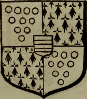 An illustration from Histoire généalogique et chronologique de la maison royale de France, des pairs, grands officiers de la couronne & de la maison du roy & des anciens barons du royaume : avec les qualitez, l'origine, le progrés & les armes de leurs familles; ensemble les statuts & le catalogue des chevaliers, commandeurs, & officiers de l'ordre du S. Esprit : le tovt dressé svr titres originaux, svr les registres des chartes du roy, du parlement, de la chambre des comptes, & du châtelet de Paris, cartulaires, manuscrits de la bibliotheque du roy, & d'autres cabinets curieux (1726)