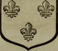 An illustration from Histoire généalogique et chronologique de la maison royale de France, des pairs, grands officiers de la couronne & de la maison du roy & des anciens barons du royaume : avec les qualitez, l'origine, le progrés & les armes de leurs familles; ensemble les statuts & le catalogue des chevaliers, commandeurs, & officiers de l'ordre du S. Esprit : le tovt dressé svr titres originaux, svr les registres des chartes du roy, du parlement, de la chambre des comptes, & du châtelet de Paris, cartulaires, manuscrits de la bibliotheque du roy, & d'autres cabinets curieux (1726)