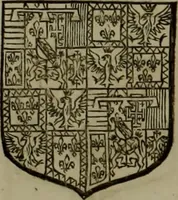 An illustration from Histoire généalogique et chronologique de la maison royale de France, des pairs, grands officiers de la couronne & de la maison du roy & des anciens barons du royaume : avec les qualitez, l'origine, le progrés & les armes de leurs familles; ensemble les statuts & le catalogue des chevaliers, commandeurs, & officiers de l'ordre du S. Esprit : le tovt dressé svr titres originaux, svr les registres des chartes du roy, du parlement, de la chambre des comptes, & du châtelet de Paris, cartulaires, manuscrits de la bibliotheque du roy, & d'autres cabinets curieux (1726)