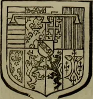 An illustration from Histoire généalogique et chronologique de la maison royale de France, des pairs, grands officiers de la couronne & de la maison du roy & des anciens barons du royaume : avec les qualitez, l'origine, le progrés & les armes de leurs familles; ensemble les statuts & le catalogue des chevaliers, commandeurs, & officiers de l'ordre du S. Esprit : le tovt dressé svr titres originaux, svr les registres des chartes du roy, du parlement, de la chambre des comptes, & du châtelet de Paris, cartulaires, manuscrits de la bibliotheque du roy, & d'autres cabinets curieux (1726)