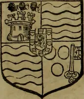 An illustration from Histoire généalogique et chronologique de la maison royale de France, des pairs, grands officiers de la couronne & de la maison du roy & des anciens barons du royaume : avec les qualitez, l'origine, le progrés & les armes de leurs familles; ensemble les statuts & le catalogue des chevaliers, commandeurs, & officiers de l'ordre du S. Esprit : le tovt dressé svr titres originaux, svr les registres des chartes du roy, du parlement, de la chambre des comptes, & du châtelet de Paris, cartulaires, manuscrits de la bibliotheque du roy, & d'autres cabinets curieux (1726)