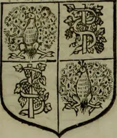 An illustration from Histoire généalogique et chronologique de la maison royale de France, des pairs, grands officiers de la couronne & de la maison du roy & des anciens barons du royaume : avec les qualitez, l'origine, le progrés & les armes de leurs familles; ensemble les statuts & le catalogue des chevaliers, commandeurs, & officiers de l'ordre du S. Esprit : le tovt dressé svr titres originaux, svr les registres des chartes du roy, du parlement, de la chambre des comptes, & du châtelet de Paris, cartulaires, manuscrits de la bibliotheque du roy, & d'autres cabinets curieux (1726)