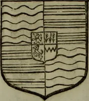 An illustration from Histoire généalogique et chronologique de la maison royale de France, des pairs, grands officiers de la couronne & de la maison du roy & des anciens barons du royaume : avec les qualitez, l'origine, le progrés & les armes de leurs familles; ensemble les statuts & le catalogue des chevaliers, commandeurs, & officiers de l'ordre du S. Esprit : le tovt dressé svr titres originaux, svr les registres des chartes du roy, du parlement, de la chambre des comptes, & du châtelet de Paris, cartulaires, manuscrits de la bibliotheque du roy, & d'autres cabinets curieux (1726)