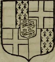 An illustration from Histoire généalogique et chronologique de la maison royale de France, des pairs, grands officiers de la couronne & de la maison du roy & des anciens barons du royaume : avec les qualitez, l'origine, le progrés & les armes de leurs familles; ensemble les statuts & le catalogue des chevaliers, commandeurs, & officiers de l'ordre du S. Esprit : le tovt dressé svr titres originaux, svr les registres des chartes du roy, du parlement, de la chambre des comptes, & du châtelet de Paris, cartulaires, manuscrits de la bibliotheque du roy, & d'autres cabinets curieux (1726)