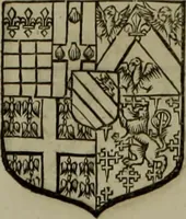 An illustration from Histoire généalogique et chronologique de la maison royale de France, des pairs, grands officiers de la couronne & de la maison du roy & des anciens barons du royaume : avec les qualitez, l'origine, le progrés & les armes de leurs familles; ensemble les statuts & le catalogue des chevaliers, commandeurs, & officiers de l'ordre du S. Esprit : le tovt dressé svr titres originaux, svr les registres des chartes du roy, du parlement, de la chambre des comptes, & du châtelet de Paris, cartulaires, manuscrits de la bibliotheque du roy, & d'autres cabinets curieux (1726)