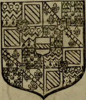 An illustration from Histoire généalogique et chronologique de la maison royale de France, des pairs, grands officiers de la couronne & de la maison du roy & des anciens barons du royaume : avec les qualitez, l'origine, le progrés & les armes de leurs familles; ensemble les statuts & le catalogue des chevaliers, commandeurs, & officiers de l'ordre du S. Esprit : le tovt dressé svr titres originaux, svr les registres des chartes du roy, du parlement, de la chambre des comptes, & du châtelet de Paris, cartulaires, manuscrits de la bibliotheque du roy, & d'autres cabinets curieux (1726)