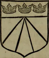 An illustration from Histoire généalogique et chronologique de la maison royale de France, des pairs, grands officiers de la couronne & de la maison du roy & des anciens barons du royaume : avec les qualitez, l'origine, le progrés & les armes de leurs familles; ensemble les statuts & le catalogue des chevaliers, commandeurs, & officiers de l'ordre du S. Esprit : le tovt dressé svr titres originaux, svr les registres des chartes du roy, du parlement, de la chambre des comptes, & du châtelet de Paris, cartulaires, manuscrits de la bibliotheque du roy, & d'autres cabinets curieux (1726)