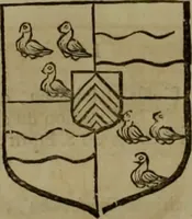 An illustration from Histoire généalogique et chronologique de la maison royale de France, des pairs, grands officiers de la couronne & de la maison du roy & des anciens barons du royaume : avec les qualitez, l'origine, le progrés & les armes de leurs familles; ensemble les statuts & le catalogue des chevaliers, commandeurs, & officiers de l'ordre du S. Esprit : le tovt dressé svr titres originaux, svr les registres des chartes du roy, du parlement, de la chambre des comptes, & du châtelet de Paris, cartulaires, manuscrits de la bibliotheque du roy, & d'autres cabinets curieux (1726)