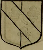 An illustration from Histoire généalogique et chronologique de la maison royale de France, des pairs, grands officiers de la couronne & de la maison du roy & des anciens barons du royaume : avec les qualitez, l'origine, le progrés & les armes de leurs familles; ensemble les statuts & le catalogue des chevaliers, commandeurs, & officiers de l'ordre du S. Esprit : le tovt dressé svr titres originaux, svr les registres des chartes du roy, du parlement, de la chambre des comptes, & du châtelet de Paris, cartulaires, manuscrits de la bibliotheque du roy, & d'autres cabinets curieux (1726)
