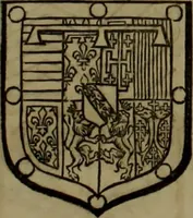 An illustration from Histoire généalogique et chronologique de la maison royale de France, des pairs, grands officiers de la couronne & de la maison du roy & des anciens barons du royaume : avec les qualitez, l'origine, le progrés & les armes de leurs familles; ensemble les statuts & le catalogue des chevaliers, commandeurs, & officiers de l'ordre du S. Esprit : le tovt dressé svr titres originaux, svr les registres des chartes du roy, du parlement, de la chambre des comptes, & du châtelet de Paris, cartulaires, manuscrits de la bibliotheque du roy, & d'autres cabinets curieux (1726)