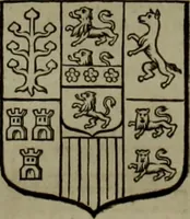 An illustration from Histoire généalogique et chronologique de la maison royale de France, des pairs, grands officiers de la couronne & de la maison du roy & des anciens barons du royaume : avec les qualitez, l'origine, le progrés & les armes de leurs familles; ensemble les statuts & le catalogue des chevaliers, commandeurs, & officiers de l'ordre du S. Esprit : le tovt dressé svr titres originaux, svr les registres des chartes du roy, du parlement, de la chambre des comptes, & du châtelet de Paris, cartulaires, manuscrits de la bibliotheque du roy, & d'autres cabinets curieux (1726)