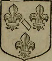 An illustration from Histoire généalogique et chronologique de la maison royale de France, des pairs, grands officiers de la couronne & de la maison du roy & des anciens barons du royaume : avec les qualitez, l'origine, le progrés & les armes de leurs familles; ensemble les statuts & le catalogue des chevaliers, commandeurs, & officiers de l'ordre du S. Esprit : le tovt dressé svr titres originaux, svr les registres des chartes du roy, du parlement, de la chambre des comptes, & du châtelet de Paris, cartulaires, manuscrits de la bibliotheque du roy, & d'autres cabinets curieux (1726)