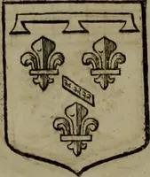 An illustration from Histoire généalogique et chronologique de la maison royale de France, des pairs, grands officiers de la couronne & de la maison du roy & des anciens barons du royaume : avec les qualitez, l'origine, le progrés & les armes de leurs familles; ensemble les statuts & le catalogue des chevaliers, commandeurs, & officiers de l'ordre du S. Esprit : le tovt dressé svr titres originaux, svr les registres des chartes du roy, du parlement, de la chambre des comptes, & du châtelet de Paris, cartulaires, manuscrits de la bibliotheque du roy, & d'autres cabinets curieux (1726)