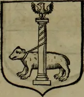 An illustration from Histoire généalogique et chronologique de la maison royale de France, des pairs, grands officiers de la couronne & de la maison du roy & des anciens barons du royaume : avec les qualitez, l'origine, le progrés & les armes de leurs familles; ensemble les statuts & le catalogue des chevaliers, commandeurs, & officiers de l'ordre du S. Esprit : le tovt dressé svr titres originaux, svr les registres des chartes du roy, du parlement, de la chambre des comptes, & du châtelet de Paris, cartulaires, manuscrits de la bibliotheque du roy, & d'autres cabinets curieux (1726)