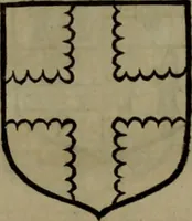 An illustration from Histoire généalogique et chronologique de la maison royale de France, des pairs, grands officiers de la couronne & de la maison du roy & des anciens barons du royaume : avec les qualitez, l'origine, le progrés & les armes de leurs familles; ensemble les statuts & le catalogue des chevaliers, commandeurs, & officiers de l'ordre du S. Esprit : le tovt dressé svr titres originaux, svr les registres des chartes du roy, du parlement, de la chambre des comptes, & du châtelet de Paris, cartulaires, manuscrits de la bibliotheque du roy, & d'autres cabinets curieux (1726)