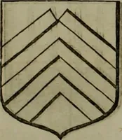 An illustration from Histoire généalogique et chronologique de la maison royale de France, des pairs, grands officiers de la couronne & de la maison du roy & des anciens barons du royaume : avec les qualitez, l'origine, le progrés & les armes de leurs familles; ensemble les statuts & le catalogue des chevaliers, commandeurs, & officiers de l'ordre du S. Esprit : le tovt dressé svr titres originaux, svr les registres des chartes du roy, du parlement, de la chambre des comptes, & du châtelet de Paris, cartulaires, manuscrits de la bibliotheque du roy, & d'autres cabinets curieux (1726)