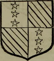 An illustration from Histoire généalogique et chronologique de la maison royale de France, des pairs, grands officiers de la couronne & de la maison du roy & des anciens barons du royaume : avec les qualitez, l'origine, le progrés & les armes de leurs familles; ensemble les statuts & le catalogue des chevaliers, commandeurs, & officiers de l'ordre du S. Esprit : le tovt dressé svr titres originaux, svr les registres des chartes du roy, du parlement, de la chambre des comptes, & du châtelet de Paris, cartulaires, manuscrits de la bibliotheque du roy, & d'autres cabinets curieux (1726)
