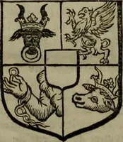 An illustration from Histoire généalogique et chronologique de la maison royale de France, des pairs, grands officiers de la couronne & de la maison du roy & des anciens barons du royaume : avec les qualitez, l'origine, le progrés & les armes de leurs familles; ensemble les statuts & le catalogue des chevaliers, commandeurs, & officiers de l'ordre du S. Esprit : le tovt dressé svr titres originaux, svr les registres des chartes du roy, du parlement, de la chambre des comptes, & du châtelet de Paris, cartulaires, manuscrits de la bibliotheque du roy, & d'autres cabinets curieux (1726)