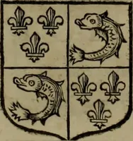 An illustration from Histoire généalogique et chronologique de la maison royale de France, des pairs, grands officiers de la couronne & de la maison du roy & des anciens barons du royaume : avec les qualitez, l'origine, le progrés & les armes de leurs familles; ensemble les statuts & le catalogue des chevaliers, commandeurs, & officiers de l'ordre du S. Esprit : le tovt dressé svr titres originaux, svr les registres des chartes du roy, du parlement, de la chambre des comptes, & du châtelet de Paris, cartulaires, manuscrits de la bibliotheque du roy, & d'autres cabinets curieux (1726)