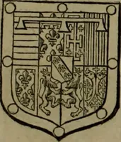 An illustration from Histoire généalogique et chronologique de la maison royale de France, des pairs, grands officiers de la couronne & de la maison du roy & des anciens barons du royaume : avec les qualitez, l'origine, le progrés & les armes de leurs familles; ensemble les statuts & le catalogue des chevaliers, commandeurs, & officiers de l'ordre du S. Esprit : le tovt dressé svr titres originaux, svr les registres des chartes du roy, du parlement, de la chambre des comptes, & du châtelet de Paris, cartulaires, manuscrits de la bibliotheque du roy, & d'autres cabinets curieux (1726)