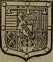 An illustration from Histoire généalogique et chronologique de la maison royale de France, des pairs, grands officiers de la couronne & de la maison du roy & des anciens barons du royaume : avec les qualitez, l'origine, le progrés & les armes de leurs familles; ensemble les statuts & le catalogue des chevaliers, commandeurs, & officiers de l'ordre du S. Esprit : le tovt dressé svr titres originaux, svr les registres des chartes du roy, du parlement, de la chambre des comptes, & du châtelet de Paris, cartulaires, manuscrits de la bibliotheque du roy, & d'autres cabinets curieux (1726)