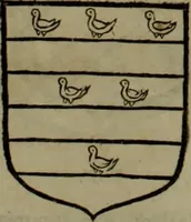 An illustration from Histoire généalogique et chronologique de la maison royale de France, des pairs, grands officiers de la couronne & de la maison du roy & des anciens barons du royaume : avec les qualitez, l'origine, le progrés & les armes de leurs familles; ensemble les statuts & le catalogue des chevaliers, commandeurs, & officiers de l'ordre du S. Esprit : le tovt dressé svr titres originaux, svr les registres des chartes du roy, du parlement, de la chambre des comptes, & du châtelet de Paris, cartulaires, manuscrits de la bibliotheque du roy, & d'autres cabinets curieux (1726)