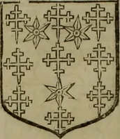 An illustration from Histoire généalogique et chronologique de la maison royale de France, des pairs, grands officiers de la couronne & de la maison du roy & des anciens barons du royaume : avec les qualitez, l'origine, le progrés & les armes de leurs familles; ensemble les statuts & le catalogue des chevaliers, commandeurs, & officiers de l'ordre du S. Esprit : le tovt dressé svr titres originaux, svr les registres des chartes du roy, du parlement, de la chambre des comptes, & du châtelet de Paris, cartulaires, manuscrits de la bibliotheque du roy, & d'autres cabinets curieux (1726)