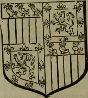 An illustration from Histoire généalogique et chronologique de la maison royale de France, des pairs, grands officiers de la couronne & de la maison du roy & des anciens barons du royaume : avec les qualitez, l'origine, le progrés & les armes de leurs familles; ensemble les statuts & le catalogue des chevaliers, commandeurs, & officiers de l'ordre du S. Esprit : le tovt dressé svr titres originaux, svr les registres des chartes du roy, du parlement, de la chambre des comptes, & du châtelet de Paris, cartulaires, manuscrits de la bibliotheque du roy, & d'autres cabinets curieux (1726)