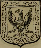 An illustration from Histoire généalogique et chronologique de la maison royale de France, des pairs, grands officiers de la couronne & de la maison du roy & des anciens barons du royaume : avec les qualitez, l'origine, le progrés & les armes de leurs familles; ensemble les statuts & le catalogue des chevaliers, commandeurs, & officiers de l'ordre du S. Esprit : le tovt dressé svr titres originaux, svr les registres des chartes du roy, du parlement, de la chambre des comptes, & du châtelet de Paris, cartulaires, manuscrits de la bibliotheque du roy, & d'autres cabinets curieux (1726)
