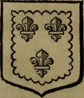 An illustration from Histoire généalogique et chronologique de la maison royale de France, des pairs, grands officiers de la couronne & de la maison du roy & des anciens barons du royaume : avec les qualitez, l'origine, le progrés & les armes de leurs familles; ensemble les statuts & le catalogue des chevaliers, commandeurs, & officiers de l'ordre du S. Esprit : le tovt dressé svr titres originaux, svr les registres des chartes du roy, du parlement, de la chambre des comptes, & du châtelet de Paris, cartulaires, manuscrits de la bibliotheque du roy, & d'autres cabinets curieux (1726)