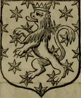 An illustration from Histoire généalogique et chronologique de la maison royale de France, des pairs, grands officiers de la couronne & de la maison du roy & des anciens barons du royaume : avec les qualitez, l'origine, le progrés & les armes de leurs familles; ensemble les statuts & le catalogue des chevaliers, commandeurs, & officiers de l'ordre du S. Esprit : le tovt dressé svr titres originaux, svr les registres des chartes du roy, du parlement, de la chambre des comptes, & du châtelet de Paris, cartulaires, manuscrits de la bibliotheque du roy, & d'autres cabinets curieux (1726)