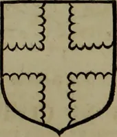 An illustration from Histoire généalogique et chronologique de la maison royale de France, des pairs, grands officiers de la couronne & de la maison du roy & des anciens barons du royaume : avec les qualitez, l'origine, le progrés & les armes de leurs familles; ensemble les statuts & le catalogue des chevaliers, commandeurs, & officiers de l'ordre du S. Esprit : le tovt dressé svr titres originaux, svr les registres des chartes du roy, du parlement, de la chambre des comptes, & du châtelet de Paris, cartulaires, manuscrits de la bibliotheque du roy, & d'autres cabinets curieux (1726)