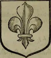 An illustration from Histoire généalogique et chronologique de la maison royale de France, des pairs, grands officiers de la couronne & de la maison du roy & des anciens barons du royaume : avec les qualitez, l'origine, le progrés & les armes de leurs familles; ensemble les statuts & le catalogue des chevaliers, commandeurs, & officiers de l'ordre du S. Esprit : le tovt dressé svr titres originaux, svr les registres des chartes du roy, du parlement, de la chambre des comptes, & du châtelet de Paris, cartulaires, manuscrits de la bibliotheque du roy, & d'autres cabinets curieux (1726)