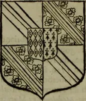 An illustration from Histoire généalogique et chronologique de la maison royale de France, des pairs, grands officiers de la couronne & de la maison du roy & des anciens barons du royaume : avec les qualitez, l'origine, le progrés & les armes de leurs familles; ensemble les statuts & le catalogue des chevaliers, commandeurs, & officiers de l'ordre du S. Esprit : le tovt dressé svr titres originaux, svr les registres des chartes du roy, du parlement, de la chambre des comptes, & du châtelet de Paris, cartulaires, manuscrits de la bibliotheque du roy, & d'autres cabinets curieux (1726)
