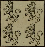 An illustration from Histoire généalogique et chronologique de la maison royale de France, des pairs, grands officiers de la couronne & de la maison du roy & des anciens barons du royaume : avec les qualitez, l'origine, le progrés & les armes de leurs familles; ensemble les statuts & le catalogue des chevaliers, commandeurs, & officiers de l'ordre du S. Esprit : le tovt dressé svr titres originaux, svr les registres des chartes du roy, du parlement, de la chambre des comptes, & du châtelet de Paris, cartulaires, manuscrits de la bibliotheque du roy, & d'autres cabinets curieux (1726)