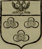 An illustration from Histoire généalogique et chronologique de la maison royale de France, des pairs, grands officiers de la couronne & de la maison du roy & des anciens barons du royaume : avec les qualitez, l'origine, le progrés & les armes de leurs familles; ensemble les statuts & le catalogue des chevaliers, commandeurs, & officiers de l'ordre du S. Esprit : le tovt dressé svr titres originaux, svr les registres des chartes du roy, du parlement, de la chambre des comptes, & du châtelet de Paris, cartulaires, manuscrits de la bibliotheque du roy, & d'autres cabinets curieux (1726)