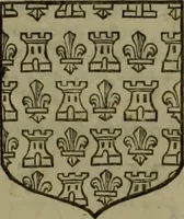 An illustration from Histoire généalogique et chronologique de la maison royale de France, des pairs, grands officiers de la couronne & de la maison du roy & des anciens barons du royaume : avec les qualitez, l'origine, le progrés & les armes de leurs familles; ensemble les statuts & le catalogue des chevaliers, commandeurs, & officiers de l'ordre du S. Esprit : le tovt dressé svr titres originaux, svr les registres des chartes du roy, du parlement, de la chambre des comptes, & du châtelet de Paris, cartulaires, manuscrits de la bibliotheque du roy, & d'autres cabinets curieux (1726)