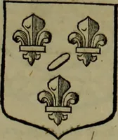 An illustration from Histoire généalogique et chronologique de la maison royale de France, des pairs, grands officiers de la couronne & de la maison du roy & des anciens barons du royaume : avec les qualitez, l'origine, le progrés & les armes de leurs familles; ensemble les statuts & le catalogue des chevaliers, commandeurs, & officiers de l'ordre du S. Esprit : le tovt dressé svr titres originaux, svr les registres des chartes du roy, du parlement, de la chambre des comptes, & du châtelet de Paris, cartulaires, manuscrits de la bibliotheque du roy, & d'autres cabinets curieux (1726)
