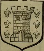 An illustration from Histoire généalogique et chronologique de la maison royale de France, des pairs, grands officiers de la couronne & de la maison du roy & des anciens barons du royaume : avec les qualitez, l'origine, le progrés & les armes de leurs familles; ensemble les statuts & le catalogue des chevaliers, commandeurs, & officiers de l'ordre du S. Esprit : le tovt dressé svr titres originaux, svr les registres des chartes du roy, du parlement, de la chambre des comptes, & du châtelet de Paris, cartulaires, manuscrits de la bibliotheque du roy, & d'autres cabinets curieux (1726)