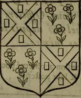 An illustration from Histoire généalogique et chronologique de la maison royale de France, des pairs, grands officiers de la couronne & de la maison du roy & des anciens barons du royaume : avec les qualitez, l'origine, le progrés & les armes de leurs familles; ensemble les statuts & le catalogue des chevaliers, commandeurs, & officiers de l'ordre du S. Esprit : le tovt dressé svr titres originaux, svr les registres des chartes du roy, du parlement, de la chambre des comptes, & du châtelet de Paris, cartulaires, manuscrits de la bibliotheque du roy, & d'autres cabinets curieux (1726)