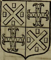 An illustration from Histoire généalogique et chronologique de la maison royale de France, des pairs, grands officiers de la couronne & de la maison du roy & des anciens barons du royaume : avec les qualitez, l'origine, le progrés & les armes de leurs familles; ensemble les statuts & le catalogue des chevaliers, commandeurs, & officiers de l'ordre du S. Esprit : le tovt dressé svr titres originaux, svr les registres des chartes du roy, du parlement, de la chambre des comptes, & du châtelet de Paris, cartulaires, manuscrits de la bibliotheque du roy, & d'autres cabinets curieux (1726)