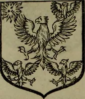 An illustration from Histoire généalogique et chronologique de la maison royale de France, des pairs, grands officiers de la couronne & de la maison du roy & des anciens barons du royaume : avec les qualitez, l'origine, le progrés & les armes de leurs familles; ensemble les statuts & le catalogue des chevaliers, commandeurs, & officiers de l'ordre du S. Esprit : le tovt dressé svr titres originaux, svr les registres des chartes du roy, du parlement, de la chambre des comptes, & du châtelet de Paris, cartulaires, manuscrits de la bibliotheque du roy, & d'autres cabinets curieux (1726)