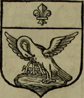 An illustration from Histoire généalogique et chronologique de la maison royale de France, des pairs, grands officiers de la couronne & de la maison du roy & des anciens barons du royaume : avec les qualitez, l'origine, le progrés & les armes de leurs familles; ensemble les statuts & le catalogue des chevaliers, commandeurs, & officiers de l'ordre du S. Esprit : le tovt dressé svr titres originaux, svr les registres des chartes du roy, du parlement, de la chambre des comptes, & du châtelet de Paris, cartulaires, manuscrits de la bibliotheque du roy, & d'autres cabinets curieux (1726)