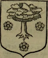 An illustration from Histoire généalogique et chronologique de la maison royale de France, des pairs, grands officiers de la couronne & de la maison du roy & des anciens barons du royaume : avec les qualitez, l'origine, le progrés & les armes de leurs familles; ensemble les statuts & le catalogue des chevaliers, commandeurs, & officiers de l'ordre du S. Esprit : le tovt dressé svr titres originaux, svr les registres des chartes du roy, du parlement, de la chambre des comptes, & du châtelet de Paris, cartulaires, manuscrits de la bibliotheque du roy, & d'autres cabinets curieux (1726)