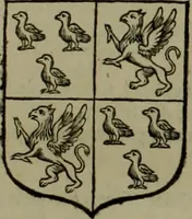 An illustration from Histoire généalogique et chronologique de la maison royale de France, des pairs, grands officiers de la couronne & de la maison du roy & des anciens barons du royaume : avec les qualitez, l'origine, le progrés & les armes de leurs familles; ensemble les statuts & le catalogue des chevaliers, commandeurs, & officiers de l'ordre du S. Esprit : le tovt dressé svr titres originaux, svr les registres des chartes du roy, du parlement, de la chambre des comptes, & du châtelet de Paris, cartulaires, manuscrits de la bibliotheque du roy, & d'autres cabinets curieux (1726)