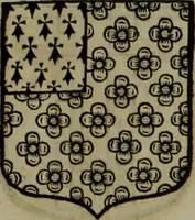 An illustration from Histoire généalogique et chronologique de la maison royale de France, des pairs, grands officiers de la couronne & de la maison du roy & des anciens barons du royaume : avec les qualitez, l'origine, le progrés & les armes de leurs familles; ensemble les statuts & le catalogue des chevaliers, commandeurs, & officiers de l'ordre du S. Esprit : le tovt dressé svr titres originaux, svr les registres des chartes du roy, du parlement, de la chambre des comptes, & du châtelet de Paris, cartulaires, manuscrits de la bibliotheque du roy, & d'autres cabinets curieux (1726)